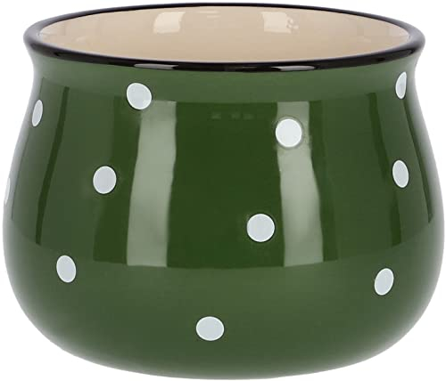 KOTARBAU® Pot de Fleurs en céramique ⌀ 110 mm Vert à Pois Blancs