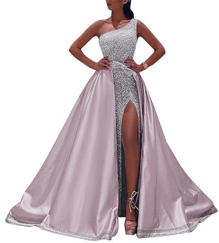 Onsoyours Fendue Robe de Demoiselle d'honneur Soirée Femme Longue Cérémonie C Rose M