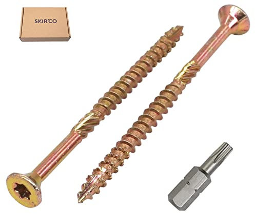 SKIR'CO Lot de 500 vis à bois universelles en acier zingué Tête fraisée Torx Type 17 Vis à panneaux d'aggloméré 4,0 x 60 mm Jaune