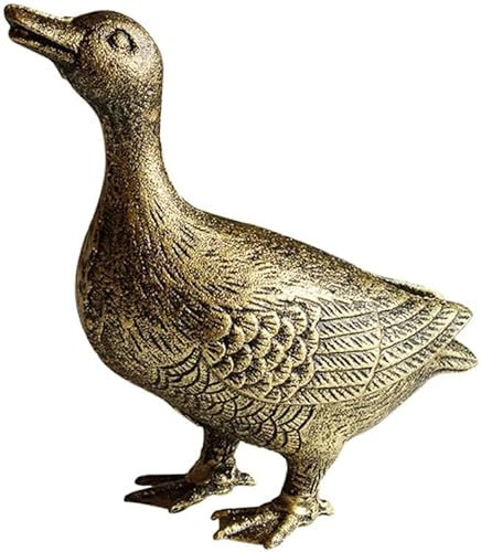 TentHome Cute Ducks Statue Home Decor Cast Iron Ornaments for Indoor/Outdoor Decoration,Such As Living Room, Yard, Garden, Cabinets (Gold-L)