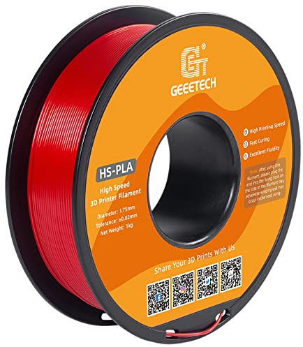 GEEETECH HS PLA Filament 1,75mm, High Speed PLA für 0-600 mm/s Hochgeschwindigkeitsdruck 3D-Drucker, HS PLA Rot 1 Spule 1kg