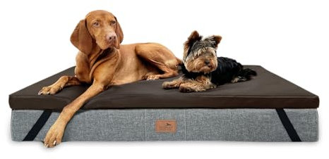 tierlando® Ortho-Topper Kunstleder | Orthopädische Matratzenauflage für Hundebetten pflegeleichter Bezug antiallergischer nachhaltiger Matratzenschoner Größe: 100x80cm | Farbe: 01 Braun