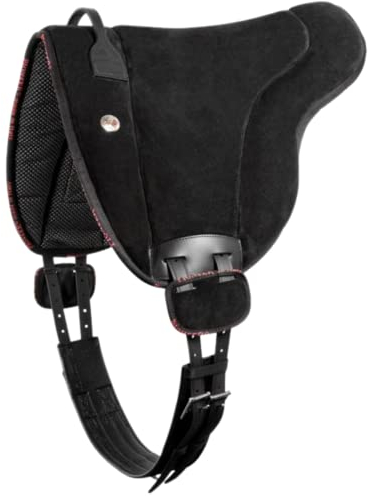 Pioneer Pferdesattel aus Wildleder für natürlichen Monta, Reitsattel, hergestellt in Italien, mit Watte-Polsterung und Memory-Schaum, Bareback 53 x 50 cm mit Unterseite aus Neopren