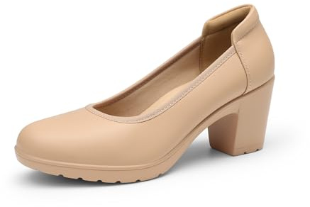 DREAM PAIRS Blockabsätze Arbeit Pumps | Damen Chunky Geschlossene Zehe Niedrige Bequeme Runde Zehe Kleid Schuhe
