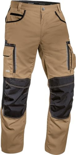 Uvex Tune-Up Herren-Arbeitshose lang - robuste Männer-Arbeitshosen mit Kniepolster-Taschen - 35% Baumwolle - Khaki - 52