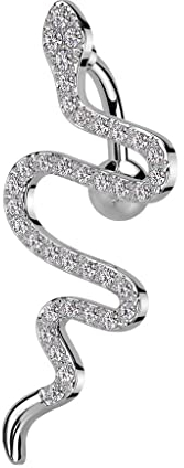 beyoutifulthings Bauch-nabelpiercing Zirkonia Pavé Schlange Silber Clear Nabel-Piercing Chirurgenstahl Bananabell Stab-länge 10-mm