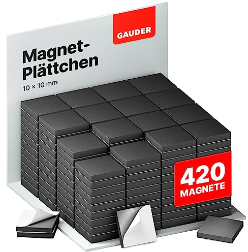 GAUDER Magnetplättchen selbstklebend | 420x Selbstklebende Magnete | Klebemagnete für Fotos & mehr | Magnete zum Aufkleben