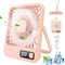 JOPHEK Ventilador USB, 3000mAh Ventilador Portatil Ventilador de Mesa - 5 Velocidades Mini Ventilador Silencioso Para Oficina, Hogar, Viajar, Acampar (Rosa)