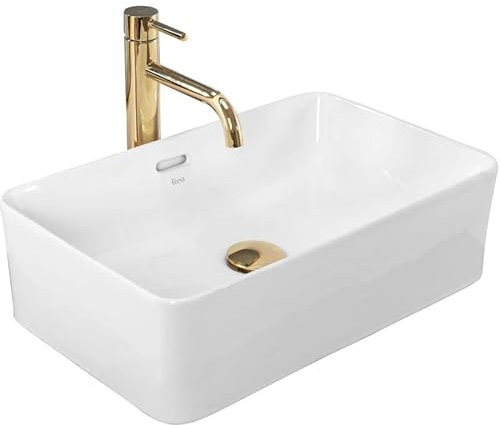Rea Aufsatzwaschbecken Berta 48, Waschtisch Handwaschbecken Waschschale Waschbecken für Badezimmer aus hochwertiger Keramik, 485 x 315 x 145 mm (weiß)