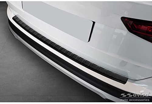 Avisa Matt-Schwarz Edelstahl Heckstoßstangenschutz kompatibel mit Seat Ateca 2016-2020 & FL 2020- 'Ribs'