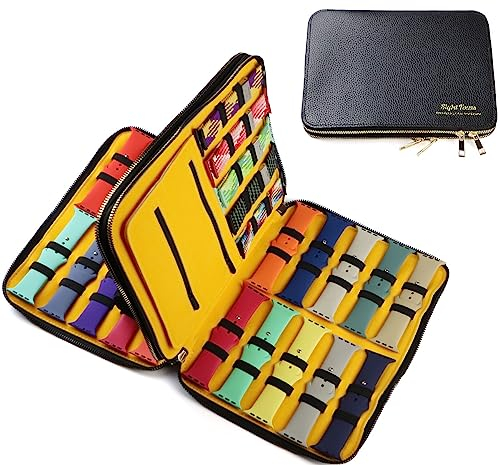Sight Focus 35 Slots Large Capacity Watch Band Organizer Watch Strap Storage Case Watch Band Holder Compatible with Apple Watch Bands Samsung Watch Band Leather Watch Strap Box Bag