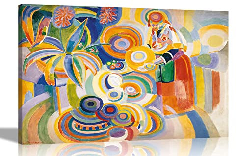 Artley Prints - Die große portugiesische Frau von Robert Delaunay Leinwand-Kunstdrucke Wohnkultur | Abstrakte Bilder für Wohnzimmer, Schlafzimmer, Büro, Lounge 76 x 50 cm (30 x 20 Zoll)