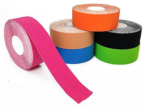 Kinesiotapes - 6 Rollen Farbig Kinesiologie Tape Wasserfestes Elastisches Kinesiotape Selbstklebende Fitness Bandage Hautfreundliche Sport Tapes 2.5cm x 5m