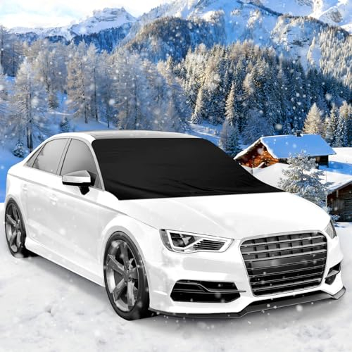 mizikuu Frontscheibenabdeckung Auto, Scheibenabdeckung Winterabdeckung Eisschutz Magnet Fixierung Faltbare Windschutzscheibe Auto Abdeckung gegen Schnee, EIS, Frost, UV-Strahlung, Sonne, Staub