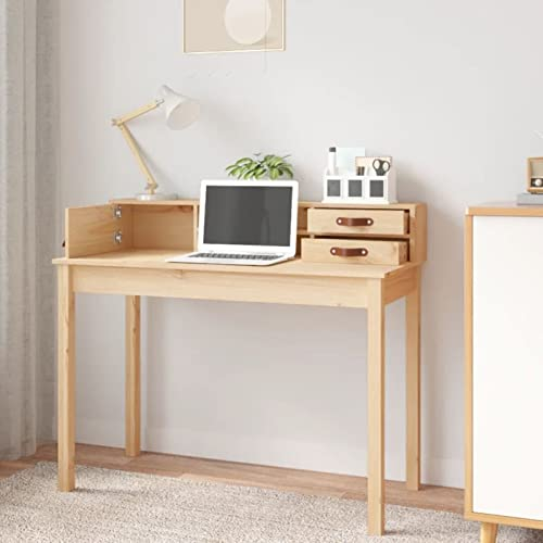 Tidyard Schreibtisch Computertisch Bürotisch PC Tisch Laptoptisch Arbeitstisch Officetisch Esstisch Kinderschreibtisch Büromöbel für Home Office,Wohnzimmer, 110x50x93 cm Massivholz Kiefer