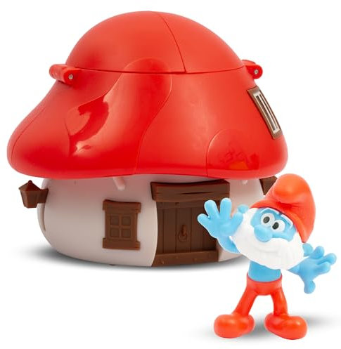 Giochi Preziosi I Puffi – Grande Puffo da 5,5 cm e la Sua Casetta dei Puffi con Tetto Rosso, Meccanismo Ricaricabile ed Effetto Sorpresa, per Bambini A Partire dai 3 Anni