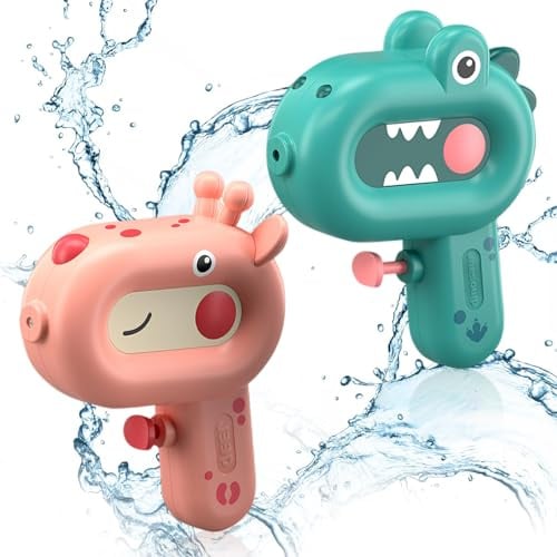 2 Stück Wasserpistole Kinder, Cartoon-Wasserspritzpistole 100 ml Wasserpistole Klein Wasserpistole Große Reichweite, bis zu 4–6 m, Geeignet für Schwimmbäder, Strandpartys, Geburtstagsgeschenke