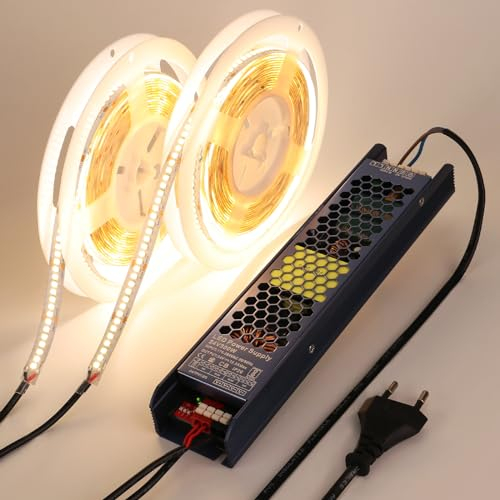 BENLUN LED Strip 24V 10M (5M x 2), LED Streifen 4000K Naturweiß Super Hell 26000LM 240W, Selbstklebend Schneidbar LED Band mit Netzgerät für Zimmer Dekoration Indirekte Beleuchtung
