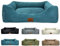 elropet Hundebett orthopädisch aus Kuschel Cord XS/S/M/L/XL kleine Hunde große Hunde Hundekorb (Azurblau, L (100x80x24cm))