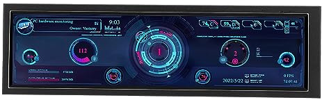 Plyisty 8.8in Computer Temp Monitor, 1920x480 60Hz, PC Sensor Panel Display, CPU GPU SSD Temperature Monitor with