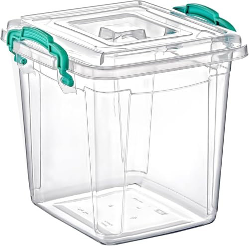 Best House Clear Square Plastic Storage Box with Lids and Clip Handle - 6 Litres, Multi Storage Deep Transparent Containers, BPA Free, Microwave, Freezer & Dishwasher Safe (Pack of 2)