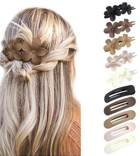 TOFBS Haarklammer Damen 10 Stück Gebogen Entenschnabel Haarspangen Elegant Haar Accessoire Alltägliches Französische Haarclips für Sport Hause Ausgehen Party（Neutrals）