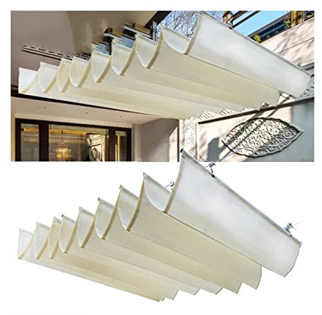 Voiles d'ombrage rétractables pour extérieur, terrasse, maison en verre, pergola de toit, taille personnalisée, auvent de protection solaire en polyéthylène haute densité perméable à l'eau, avec kit