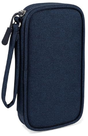 FYOBOT Portable Cable Organizer Waterproof Storage Bag for Power Bank Digital Cable Case Earphone Holder Case Navy