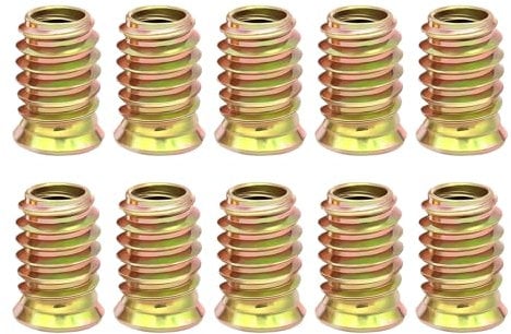 10 Pieces Threaded Inserts for Wood,Insert Hex Socket Nuts M10 Flanged Hex Socket Nut, Zinc Plated Carbon Steel Hex Drive Head Nut,for Wood Timber Furniture Carpenter DIY and Many Project(M10*25mm)