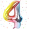 Regenbogen Luftballon 4,Zahlen Luftballon Regenbogen,40 Zoll Bunt Folienballon 4，101cm Sandweiß Zahlenballon 4 Helium Ballon Luftballon 4 Geburtstag für 4 Jahre Geburtstagsdeko Kinder Mädchen Junge