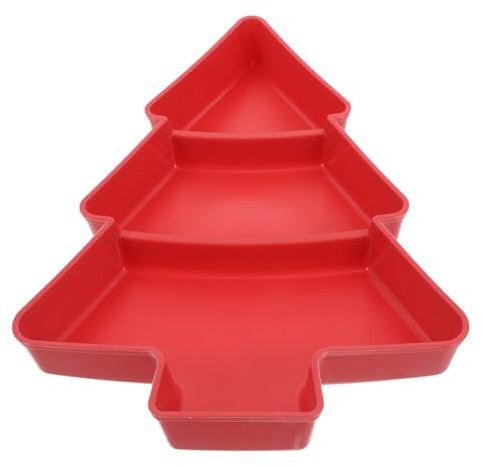 CLISPEED Vassoio Snack Natalizio a Forma Di Albero Di Natale in Plastica 3 Scomparti, Porta Caramelle e Piatto Da Frutta Per Feste e Riunioni Di Famiglia, Sicuro Per Alimenti e Impilabile