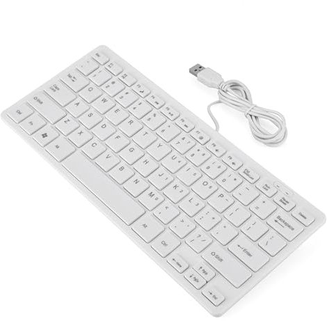 flexman Teclado Ultradelgado de 78 Teclas, Teclado con Cable USB de 1,2 M Teclado con Cable Flujo Fino para Computadora Escritorio, Computadora Portátil, PC para Uso Industrial (Blanco)