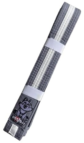 OSS Combat Sports BJJ Children Belt – IBJJF Approved, 100% Cotton, Lightweight, Durable Design, Competition-Ready, Perfect for Young Brazilian Jiu-Jitsu Practitioners. (Grey-White, 250 cm)