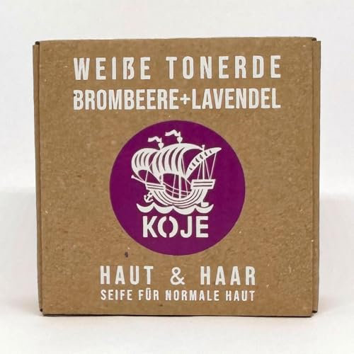 Koje - Haut- und Haarseife Brombeere & Lavendel, mineralisierend – 100g - Natur-seife ohne Plastik, Vegan, Palmölfrei, Tierversuchsfrei