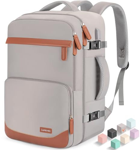 Velaybor 40L Travel Backpack with USB Charging Port, Water-Resistant Carry On Backpack for Men Women, Business Laptop Pack for Men & Women, Trips & Commutes, Fits 15.6/17.3 Inch Laptop (Gray)