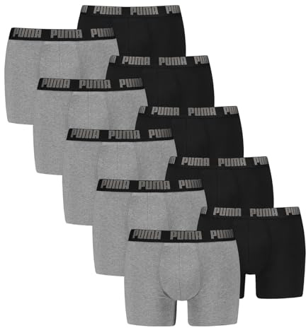 PUMA Herren Boxer Boxershorts Shorts Unterhosen Comfort Stretch 10er Pack, Wäschegröße:S, Artikel:-003 Grey Melange/Black
