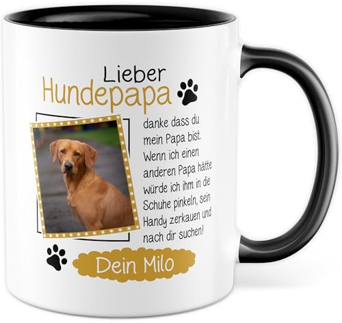 Taza personalizada con texto en alemán «Geschenk Lieber Hundepapapa» de [nombre] – Taza de café de cerámica de 330 ml – Personalizado Humor Perros Nombre Taza de café