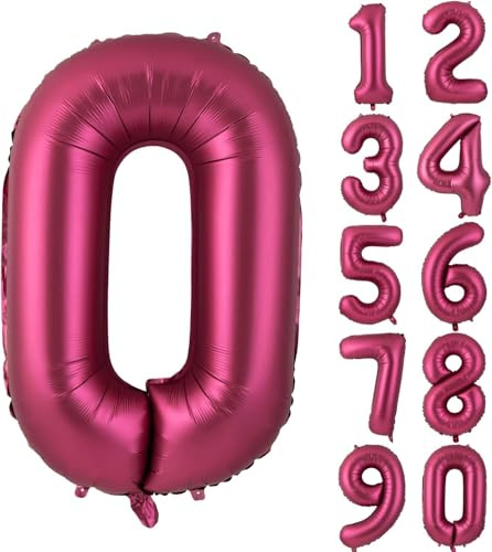 Zahlen 0 Ballons 40 Zoll Wein rot Luftballon 0 Burgund Folie Helium große Ballons für Geburtstag Party Jahrestag Dekorationen(Digital 0)