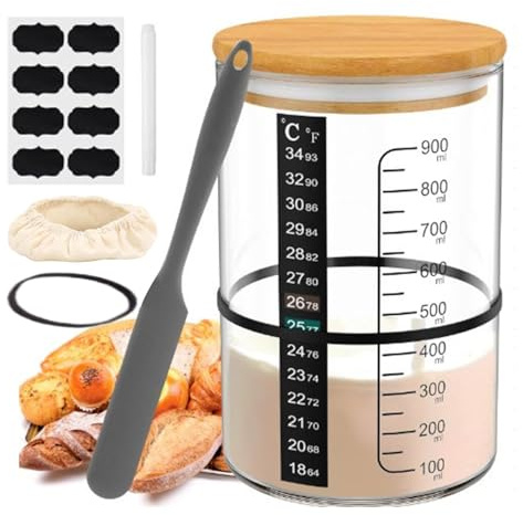 Fierudeng Bocal de démarrage de, kit de fermentation de yaourt pour débutants – Kit de pot de levain multifonctionnel, fournitures de pâtisserie à la maison