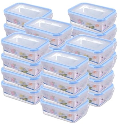 HOMESHOPA Plastic Airtight Food Storage Container, 24 Pack 240ml Leakproof Rectangle Container with Clip-Lock Lid, BPA Free Reusable Meal Prep Lunch Box Microwave Freezer & Dishwasher Safe