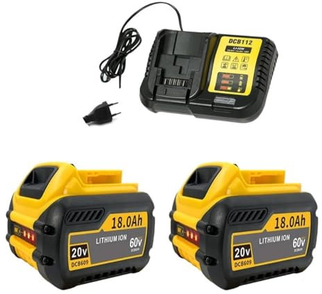 18,000mAh Li-ion Battery Compatible with DeWalt 20V/60V MAX Tools (DCB609, DCB205, DCB606), Replacement for Flexvolt DCB547-XJ & 20V MAX Chargers, Cordless power tool battery Battery Pack(60V 18Ahx2 C
