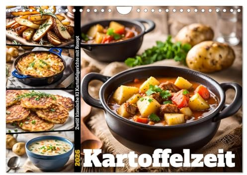 Kartoffelzeit - Zwölf klassische KI Kartoffelgerichte mit Rezept (Wandkalender 2026 DIN A4 quer), CALVENDO Monatskalender: Einfache und bekannte ... mit schnellem Rezept (CALVENDO Lifestyle)