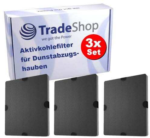 3x Trade-Shop Aktivkohlefilter kompatibel mit Miele DA 6596 D EXT, DA 6596 W, DA EXT, PUR 60 W, PUR 67 W, PUR 68 W, PUR 90 W, PUR 91 D, PUR 96 D