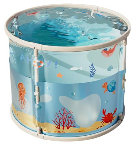 Bañera portátil, bañera plegable grande, piscina de agua fría caliente de 27.5 x 25.6 pulgadas, baño de viaje al aire libre para niños y adultos, camping, amplio espacio de baño, material resistente