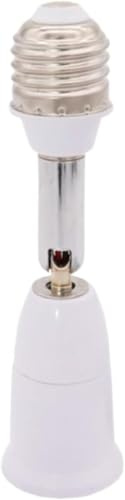1Pc White E26/E27 Light Bulb Socket Extender Adapter 180 Degree Bendable Light Fixture E26/E27 to E26/E27 Base Adjustable E26/E27 to E26/E27 Socket Converter LED, Incandescent Electrical