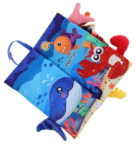 Kisangel Stoffknisterbuch 3d Ozean Motiv Geräuscharm Neugeborene Sensorisches Lernspielzeug Stoffbuch für Babys