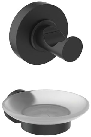 Ideal Standard Set A9115XG IOM Handtuchhaken + A9122XG IOM Seifenschale, Silk Black