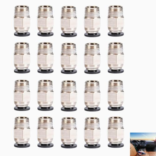 Lot de 20 Connecteurs Pneumatiques PC4-M10 pour Tubes PTFE – Raccords Rapides en Acier Inoxydable pour Extrudeur E3D V6 Longue Distance pour Imprimantes 3D – Raccord Pneumatique pour Tubes PTFE