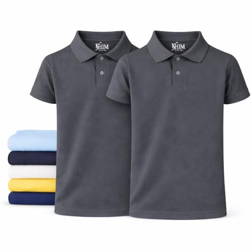 KHIM Unisex Polo Short Sleeve Polycotton Boys Girls School Uniform Plain Half Sleeve Shirts Sports Wear Indoor Outdoor