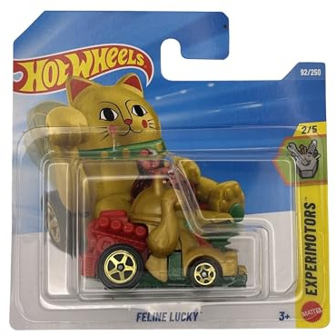 Hot Wheels - Feline Lucky - JJJ54 - Experimotors 2/5 - Carte courte - Or - Chat porte-bonheur japonais - Modèle fantaisie - Mattel 2026 (92/250) - 1:64